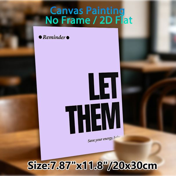 "Let Them" Reminder Painting Poster, Soft Pastel Minimalist Typography Poster, Gentle Mindful Reminder To Save Energy, Suitable For Bedroom, Living_maomaolike.com