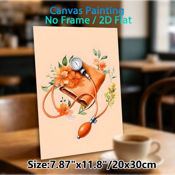 Floral Sphygmomanometer Painting Poster, Soft Watercolor Style Medical Poster, Delicate Floral-decorated Sphygmomanometer Artwork, Suitable For_maomaolike.com