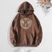Men's Clothing sweatshirt moon bee print hooded back collar plus velvet sweatshirt_maomaolike.com