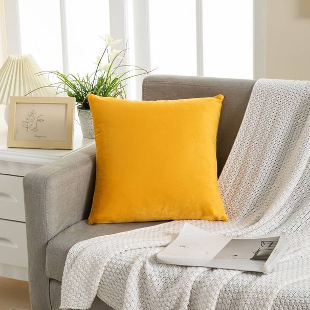 Solid Color Velvet Pillow Cover Sofa Office Chair Waist Cushion Cover_maomaolike.com
