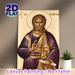 Saint Andrew Religious Icon Painting Poster, Traditional Orthodox Style Poster, Vintage-toned Depiction Of The Saint With Halo, Ornate Purple & Gold_maomaolike.com