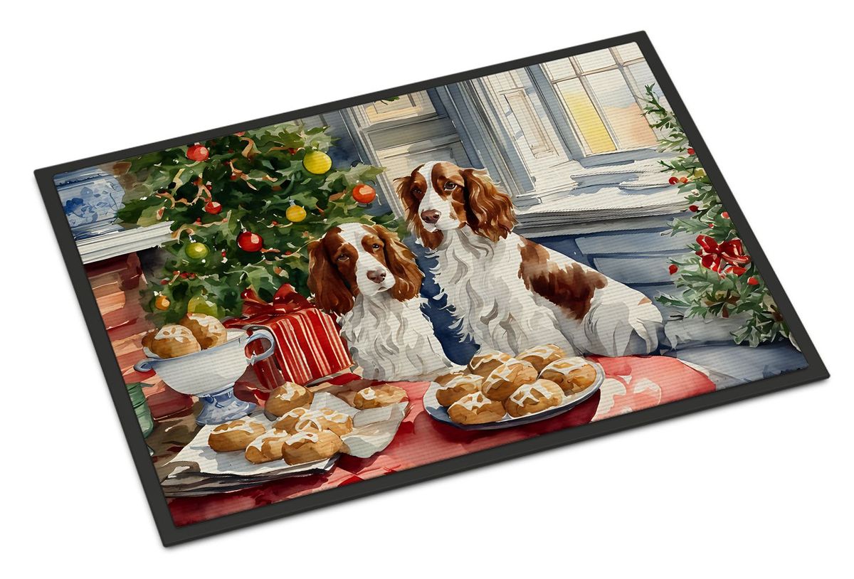 Welsh Springer Spaniel Christmas Cookies Doormat Front Door Mat Indoor Outdoor Rugs For Entryway, Non Slip Washable Low Pile, 24H X 36W_maomaolike.com