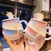 Ceramic Unicorn Water Spiral Rainbow Mug Coffee With Lid Spoon Cute Girls Home Drinking Cup_maomaolike.com