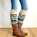 Women's mid-length knitted boots with color matching leg sets_maomaolike.com