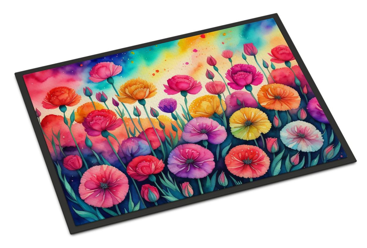 Carnations In Color Doormat Front Door Mat Indoor Outdoor Rugs For Entryway, Non Slip Washable Low Pile, 24H X 36W_maomaolike.com