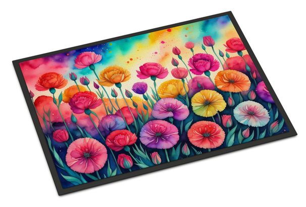 Carnations In Color Doormat Front Door Mat Indoor Outdoor Rugs For Entryway, Non Slip Washable Low Pile, 24H X 36W_maomaolike.com