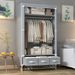 Three Drawer Boxes No-Tool Assembly Hanging Rack Non-Woven Fabric Storage Organizer Portable Clothes Closet Rolling Door Wardrobe_maomaolike.com