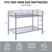 Metal Bunk Bed Twin Over Twin, Low Profile Bunk Bed Frame WithBuilt-in Ladder, High Guardrail And Metal Slats, Space-Saving Twin Size Bed Frame For Kids Teens, No Box Spring Required, Gray_maomaolike.com