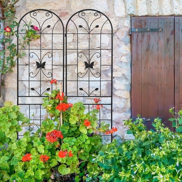 4 Pack Metal Garden Trellis 86.7" X 19.7" Rustproof Trellis For Climbing Plants Outdoor Flower Support Black_maomaolike.com