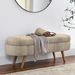 Ottoman Oval Storage Bench,Rubber Wood Legs, Gray (43.5"x16"x16")Brown_maomaolike.com