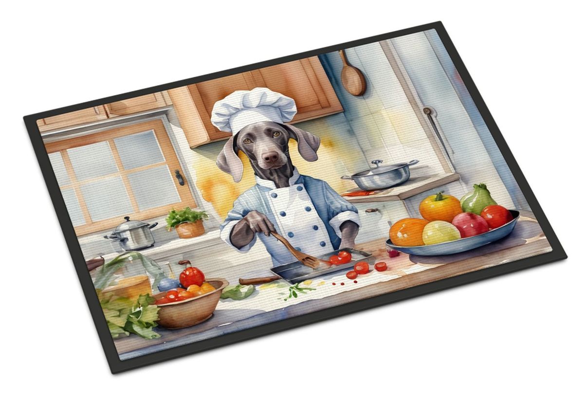 Weimaraner The Chef Doormat Front Door Mat Indoor Outdoor Rugs For Entryway, Non Slip Washable Low Pile, 24H X 36W_maomaolike.com
