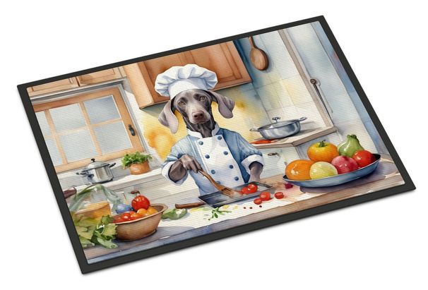 Weimaraner The Chef Doormat Front Door Mat Indoor Outdoor Rugs For Entryway, Non Slip Washable Low Pile, 24H X 36W_maomaolike.com