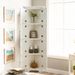 High Storage Cabinet With Door And 4 Shelves, Suitable For Living Room, Kitchen, Office, Bedroom, Bathroom, Modern Style, White_maomaolike.com