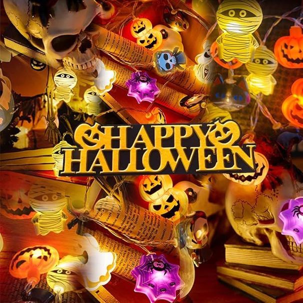 Halloween Decorations Light Pumpkin String Lights Ghost 2 Model Battery Operated Halloween Decor Pumpkin LED Lights Halloween Decorations For Home Indoor Outdoor_maomaolike.com