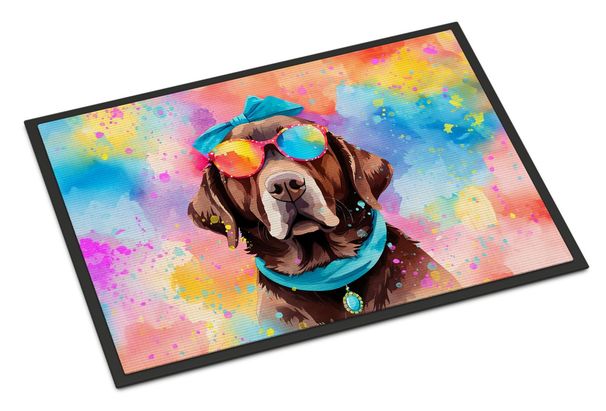 Chocolate Labrador Hippie Dawg Doormat Front Door Mat Indoor Outdoor Rugs For Entryway, Non Slip Washable Low Pile, 24H X 36W_maomaolike.com