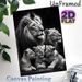 Lion Family Painting Poster, Monochrome Realistic Lion Group Portrait Poster, Warm Wild-themed Decor Ideal For Living Room, Office_maomaolike.com