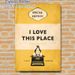 Vintage Book & Penguin Painting Poster, Warm-toned Retro Book Cover Style Poster, Heartfelt "I Love This Place" Quote Decor Ideal For Home, Living_maomaolike.com