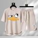 Men's Clothing 2024 Waffle Casual Summer Suit Men's Loose Teen Short sleeved T shirt Shorts Handsome Two piece Suit_maomaolike.com