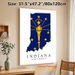 Indiana State Flag Map Painting Poster, Bold Blue & Gold Graphic Poster, Features State Outline With Torch And Stars, Ideal For Home Or Office Wall_maomaolike.com