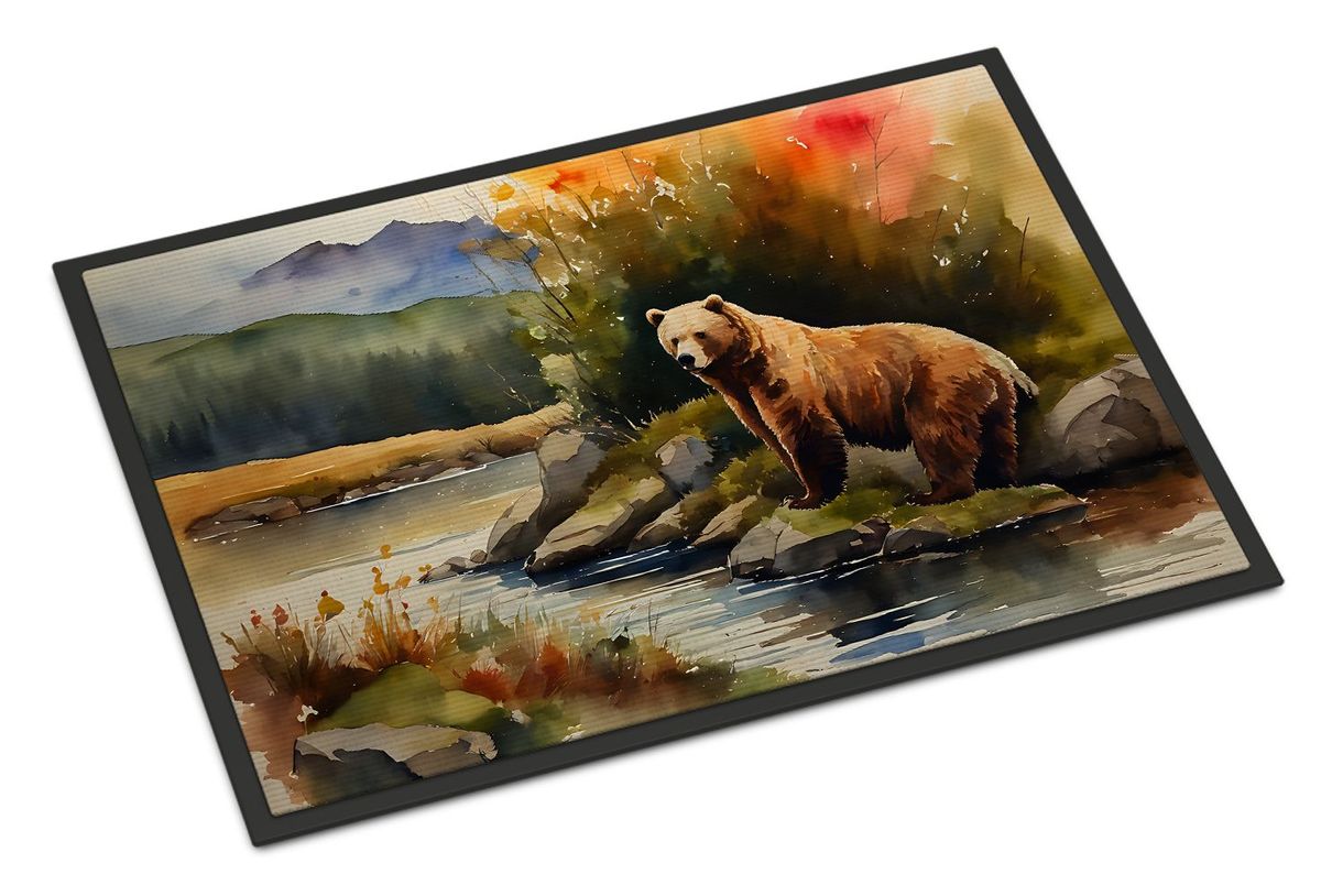 Kodiak Bear Doormat Front Door Mat Indoor Outdoor Rugs For Entryway, Non Slip Washable Low Pile, 24H X 36W_maomaolike.com