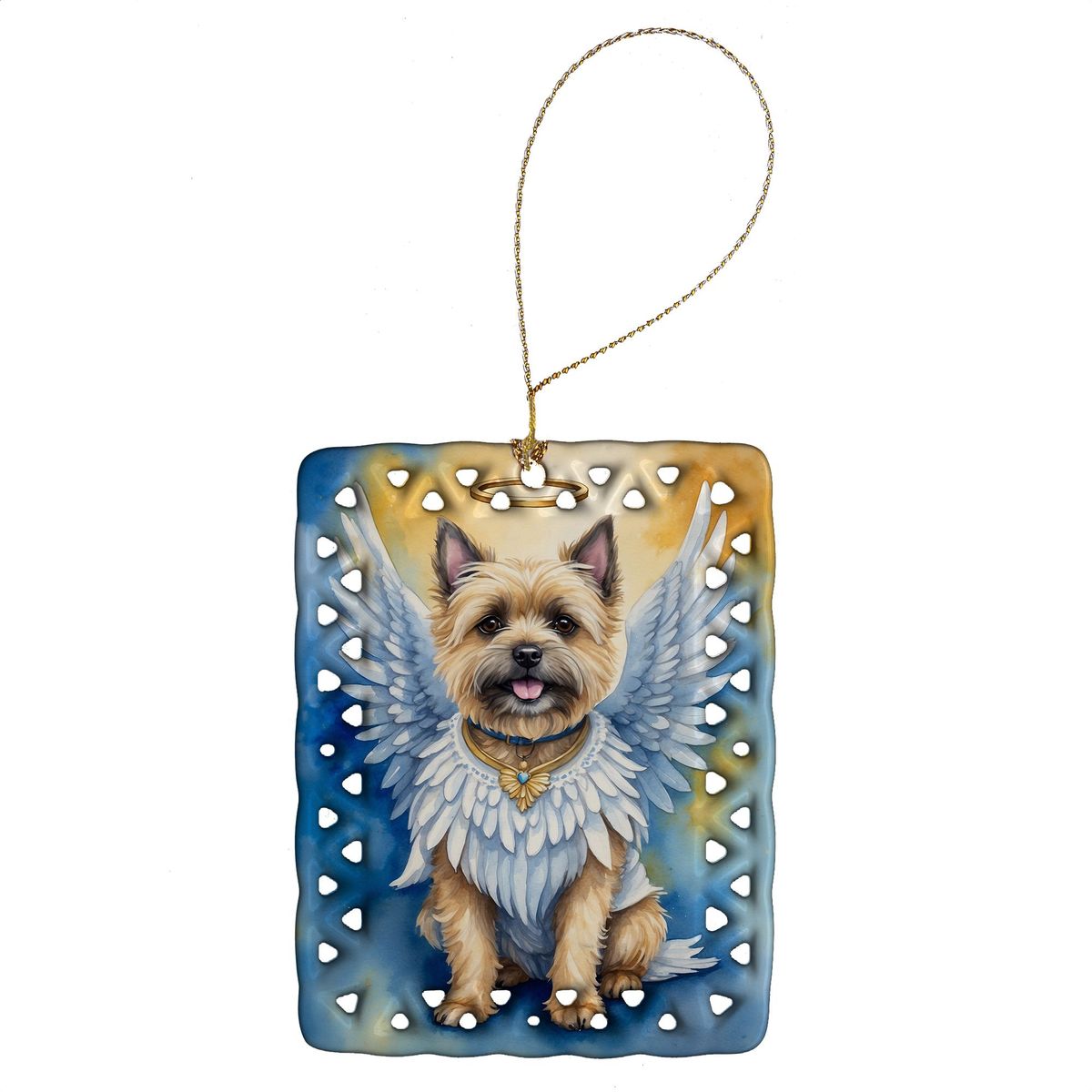 Cairn Terrier My Angel Porcelain Ornament Christmas Tree Hanging Decorations For Home Christmas Holiday, Rectangle, Gift, Multicolor_maomaolike.com
