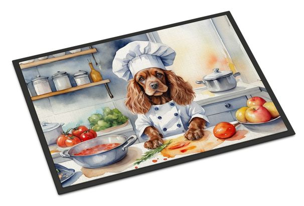 Cocker Spaniel The Chef Doormat Front Door Mat Indoor Outdoor Rugs For Entryway, Non Slip Washable Low Pile, 24H X 36W_maomaolike.com