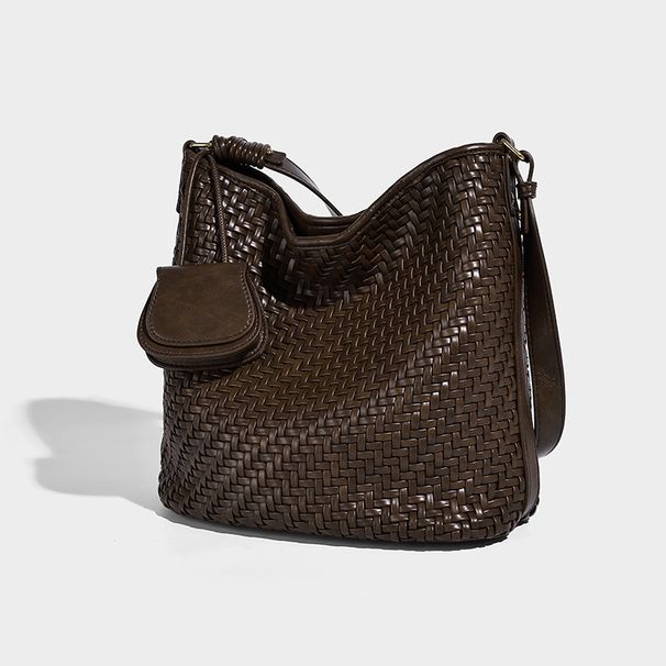 Elegant 2026 Spring/Summer Hand-Woven Large-Capacity Tote Shoulder Underarm Bucket Bag, Commuting Handbag_maomaolike.com