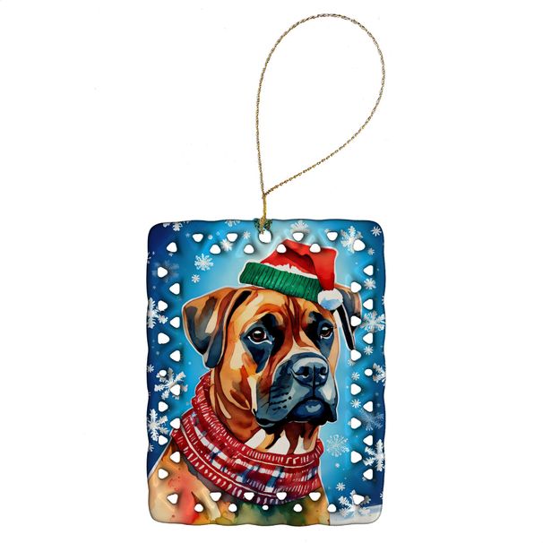 Boxer Christmas Porcelain Ornament Christmas Tree Hanging Decorations For Home Christmas Holiday, Rectangle, Gift, Multicolor_maomaolike.com