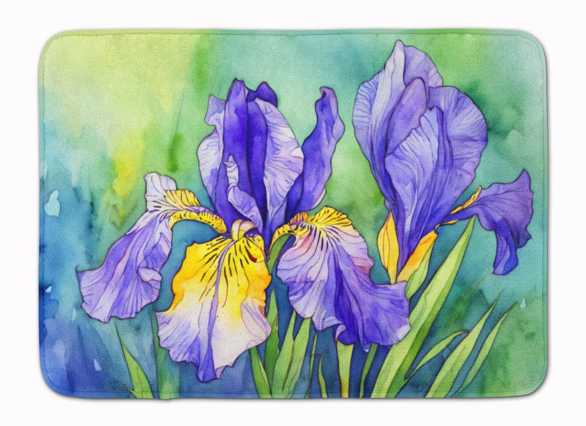 Tennessee Iris In Watercolor Memory Foam Kitchen Mat Machine Washable Anti-Fatigue Mat Cushion Comfort Bath Mat Or Kitchen Rug_maomaolike.com