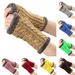 Unisex Fleece gloves Knitted figure-eight twist fingerless gloves Short warm cuff with fleece gloves_maomaolike.com