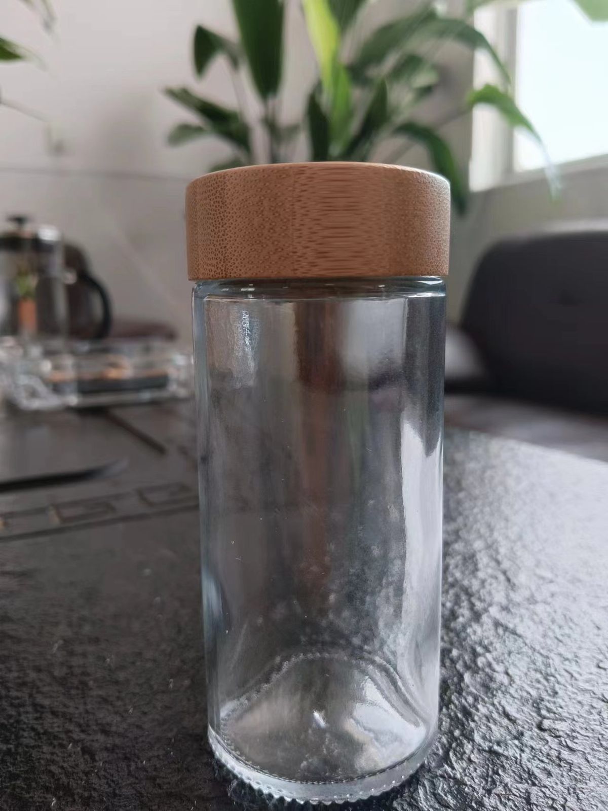 round glass seasoning jar bamboo lid seasoning bottle kitchen seasoning storage jar modern simple seasoning bottle_maomaolike.com