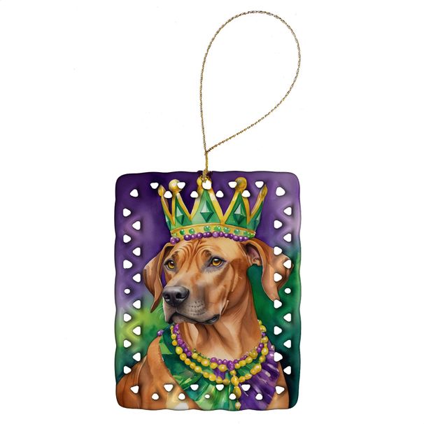 Rhodesian Ridgeback King Of Mardi Gras Porcelain Ornament Christmas Tree Hanging Decorations For Home Christmas Holiday, Rectangle, Gift, Multicolor_maomaolike.com