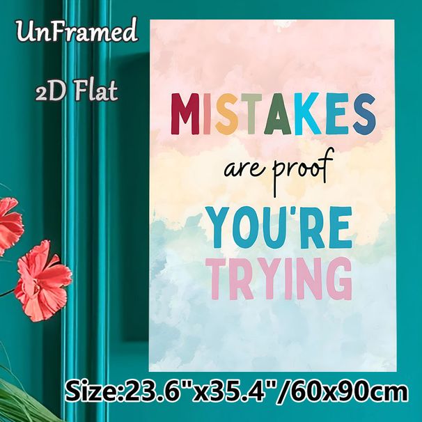 Inspirational Quote Painting Poster, Soft Watercolor Style Pastel-toned Motivational Text Poster, Uplifting Encouraging Message Ideal For Office_maomaolike.com