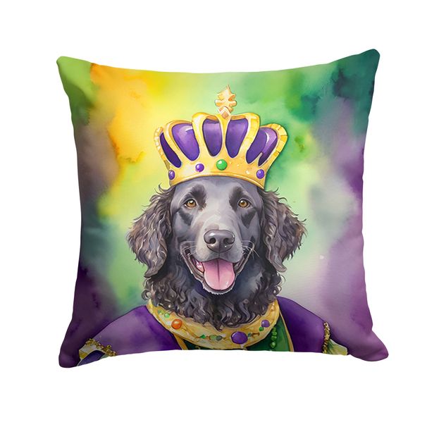 Curly-Coated Retriever King Of Mardi Gras Throw Pillow Machine Washable, Indoor Outdoor Decorative Pillow For Couch, Bed Or Patio, 18Hx18W_maomaolike.com