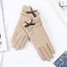 New autumn and winter cashmere gloves women's outdoor cycling bow plus velvet thickened cold-proof touch screen warm gloves women_maomaolike.com