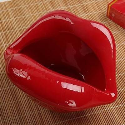 Creative Ceramic Cigarette Ashtrays With Lips Style Fashion Home Decorations Small Flower Plant Pot_maomaolike.com