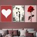 Romantic-themed Triptych Decorative Art: A Red Heart Symbolizing Affection, A Rose Representing Eternal Love, In A Pop Art Style._maomaolike.com
