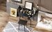 27.9" Black Makeup Vanity Desk With Flip Top Mirror And LED Light, Dressing Table With Charging Station, 2 Drawers And Fold-up Panel, Vanity Set With Cushioned Stool For Bedroom_maomaolike.com
