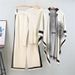 Women's Clothing new slim and fashionable long sleeved sweater + shawl + casual wide leg pants three piece suit_maomaolike.com