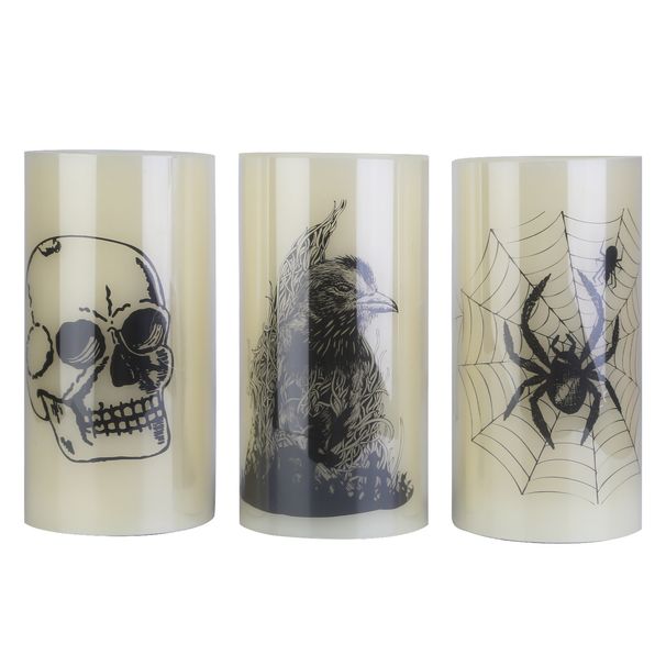 3 Pack Halloween Flameless Candle Lamp With Timer Setting Battery Operated Warm Orange Light Candles For Halloween Party Decoration_maomaolike.com