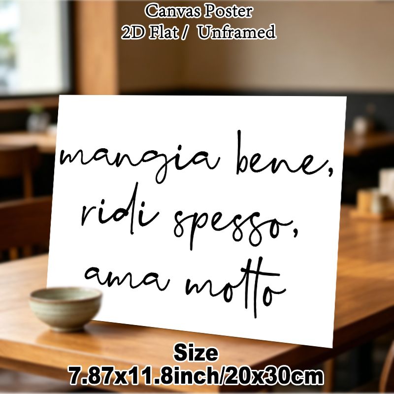 Italian Inspirational Life Motto Painting Poster, Minimalist Handwritten Black Script Poster, Warm Uplifting Message Suitable For Kitchen, Living Room_maomaolike.com