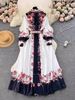 Women's Clothing color matching print slim long puff sleeve temperament dress spring dress _maomaolike.com