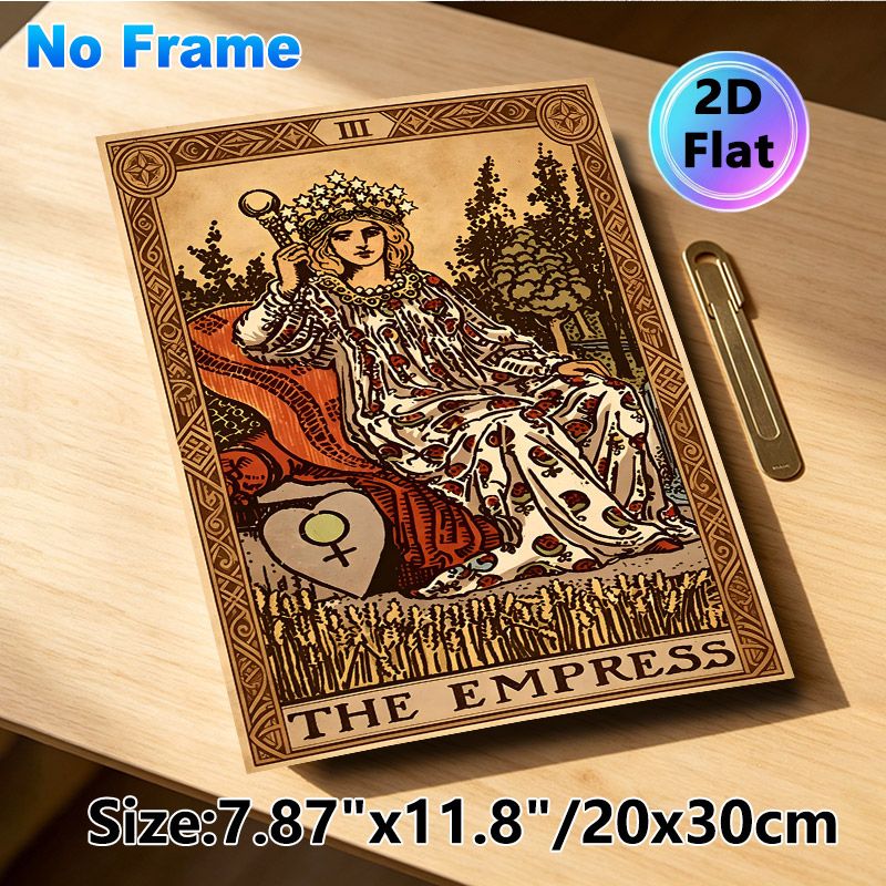 The Empress Tarot Card Painting Poster, Vintage Retro Style Poster, Depicting Regal Empress With Star Crown & Scepter, Ideal For Home Spiritual Decor_maomaolike.com