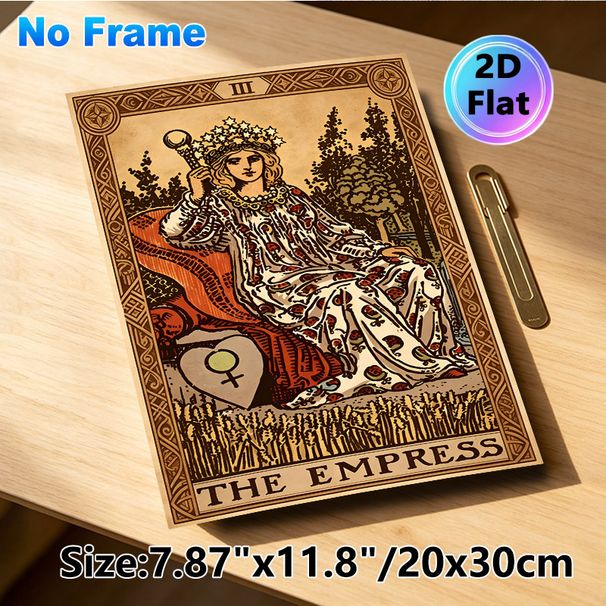 The Empress Tarot Card Painting Poster, Vintage Retro Style Poster, Depicting Regal Empress With Star Crown & Scepter, Ideal For Home Spiritual Decor_maomaolike.com