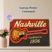 Nashville Guitar Painting Poster, Vintage Retro Style Poster With Neon-outlined Electric Guitar & Classic Lettering, Nostalgic Music-themed Decor For_maomaolike.com