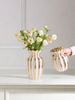 1PC Ceramic Vase With Petal Mouth And Gold Striped Design_maomaolike.com