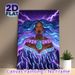 Mystical Tribal Goddess Painting Poster, Vibrant Neon-style Illustrated Poster, Eye-catching Mystical Design With Blue-purple Wavy Hair, Tribal_maomaolike.com