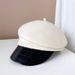 Hot Sale High quality fashion leather brim beret Australian wool newsboy British knight hat Women's street cap_maomaolike.com