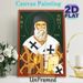 Saint Nectarios Religious Icon Painting Poster, Traditional Orthodox Style Poster, Detailed Sacred Portrait With Ornate Vestments And Halo, Suitable_maomaolike.com