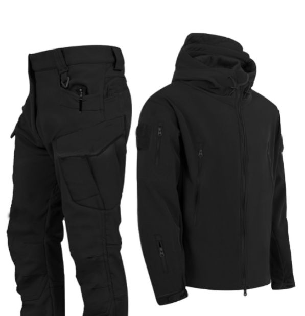 Men's Clothing 2024 Outdoor Sharkskin Soft-Shell Hardshell Suit Men's Windbreak Army Fan Tactical Coat Winter Pile And Thick Climbing Clothing_maomaolike.com